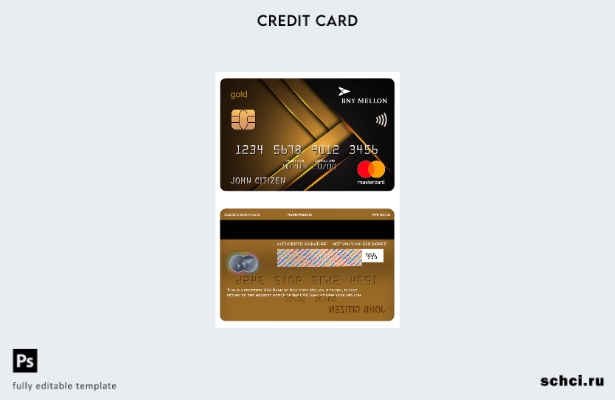 цифровая загрузка шаблона карты Mastercard Gold Bank of New York Mellon США
